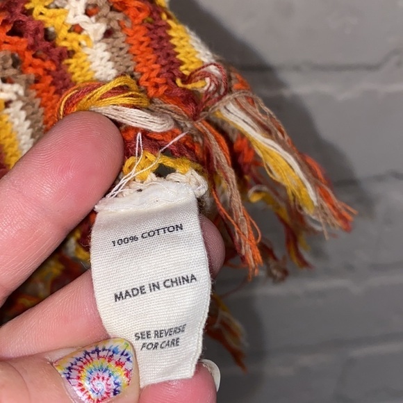 crochet tank top boho hippie xs fringe - Picture 7 of 8